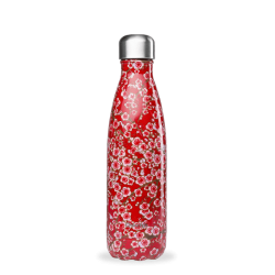 INSULATED STAINLESS STEEL THERMO BOTTLE, RED FLOWERS, 500ML QWETCH