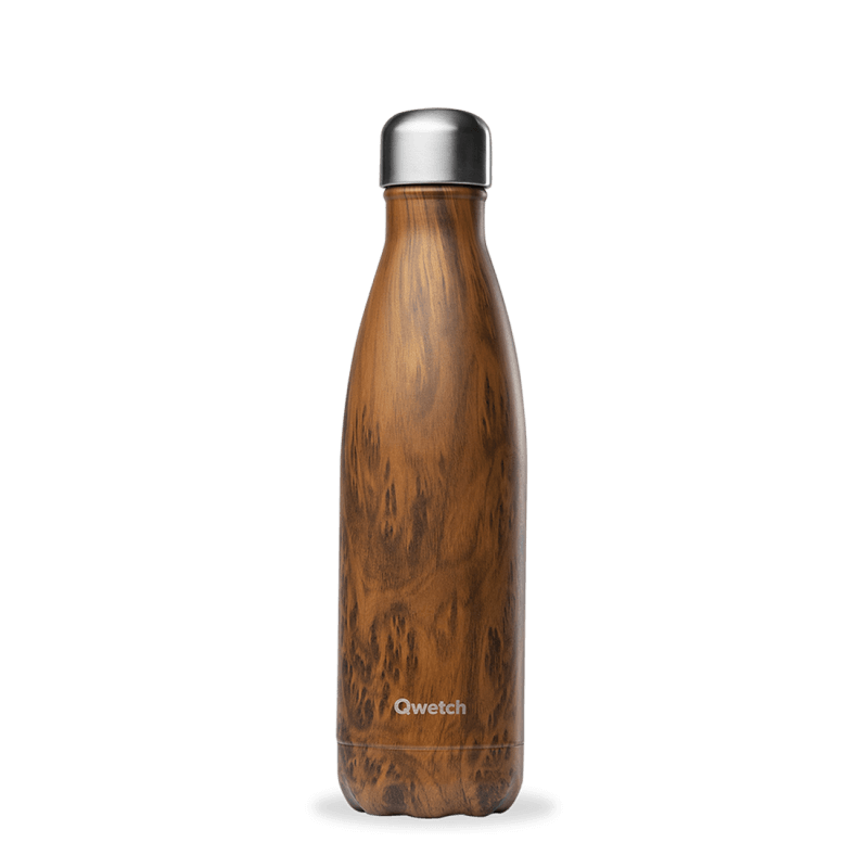 INSULATED STAINLESS STEEL THERMO BOTTLE, WOOD BROWN, 500ML QWETCH