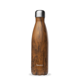 INSULATED STAINLESS STEEL THERMO BOTTLE, WOOD BROWN, 500ML QWETCH