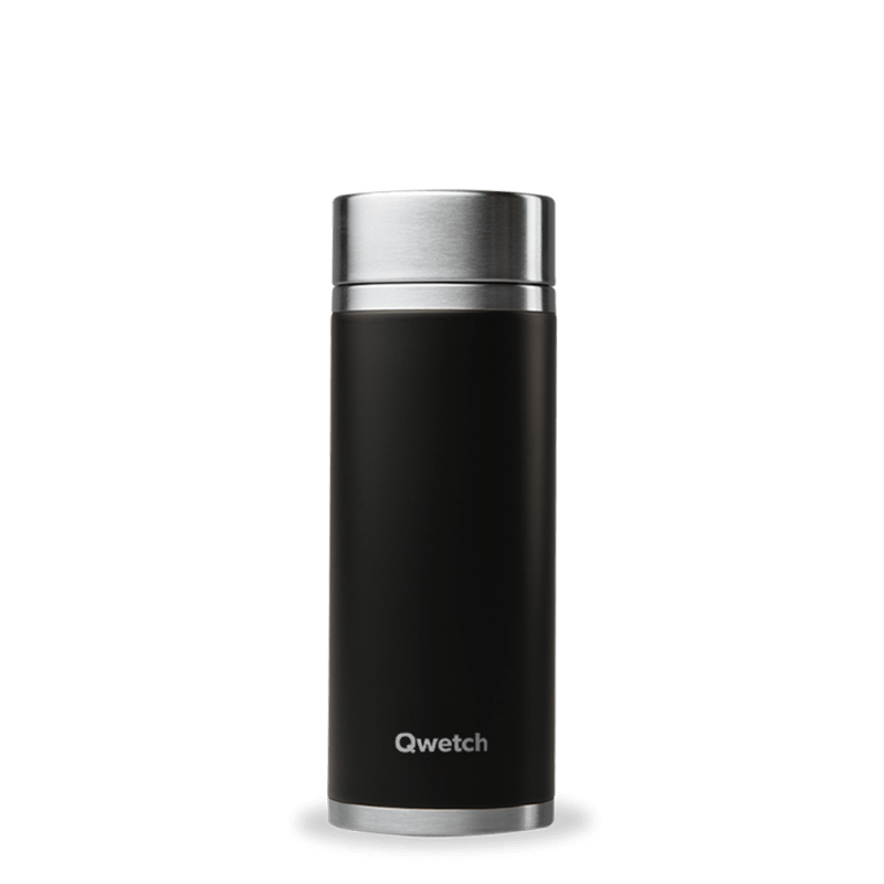 INSULATED STAINLESS STEEL TEAMUG, BLACK, 400ML QWETCH