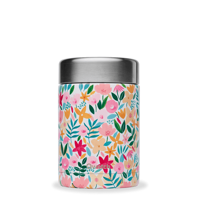 INSULATED STAINLESS STEEL LUNCHBOX, FLORA - PINK, 650ML QWETCH