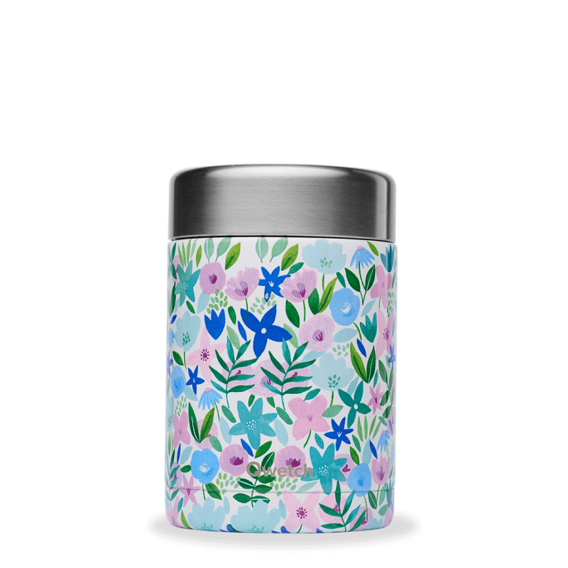 INSULATED STAINLESS STEEL LUNCHBOX, FLORA - BLUE, 650ML QWETCH