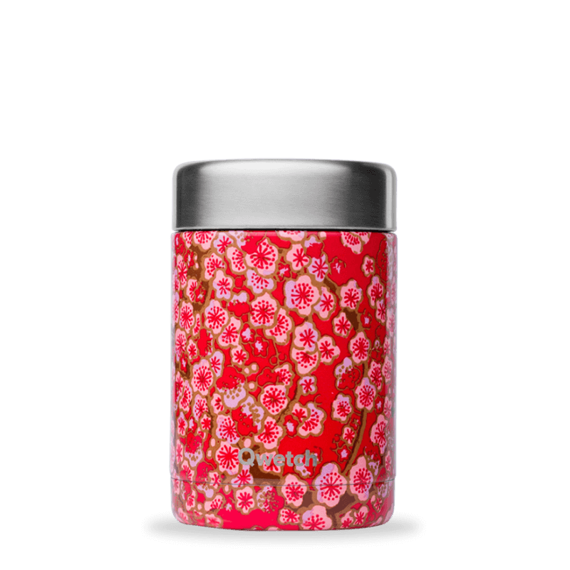 INSULATED STAINLESS STEEL LUNCHBOX, RED FLOWERS, 650ML QWETCH