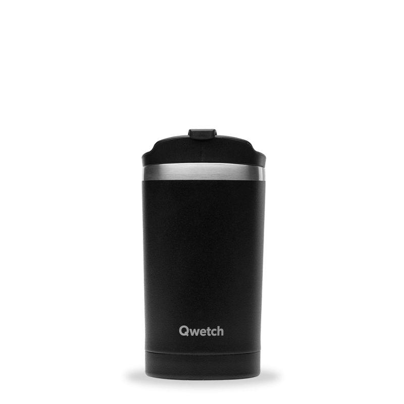 INSULATED STAINLESS STEEL TRAVEL MUG, BLACK, 300ML QWETCH