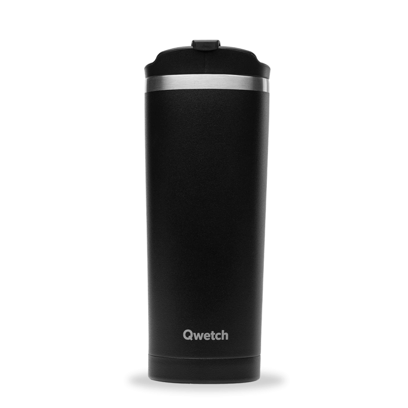 INSULATED STAINLESS STEEL TRAVEL MUG, BLACK, 470ML QWETCH