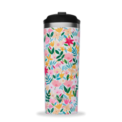INSULATED STAINLESS STEEL TRAVEL MUG, FLORA - PINK, 470ML QWETCH