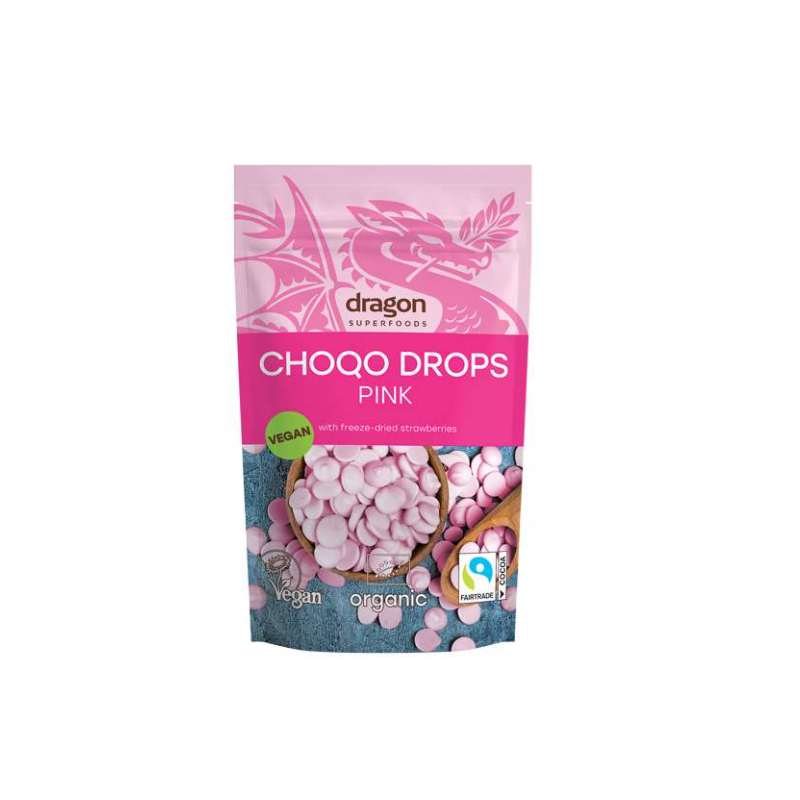 Pink chocolate buttons, 200g Dragon Superfoods