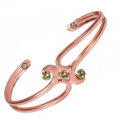 Copper bracelet with magnets Olivine, 3 green stones Vitaest Baltic OÜ